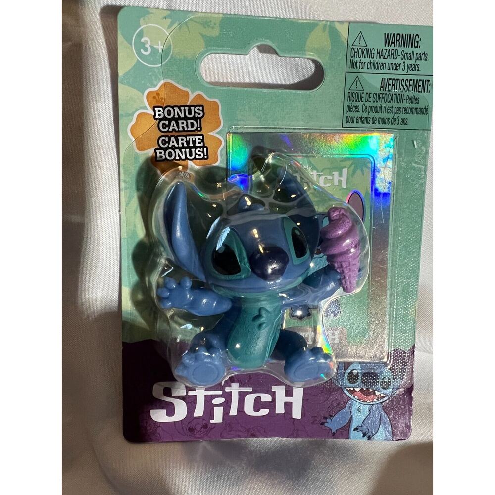 STITCH Disney Mini Figure Purple Ice Cream 2024 w/Bonus Card NEW Midwood